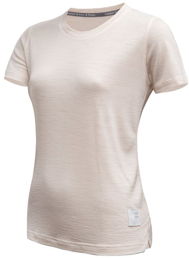SENSOR MERINO LITE dámské triko kr.rukáv mottled beige Velikost: XL