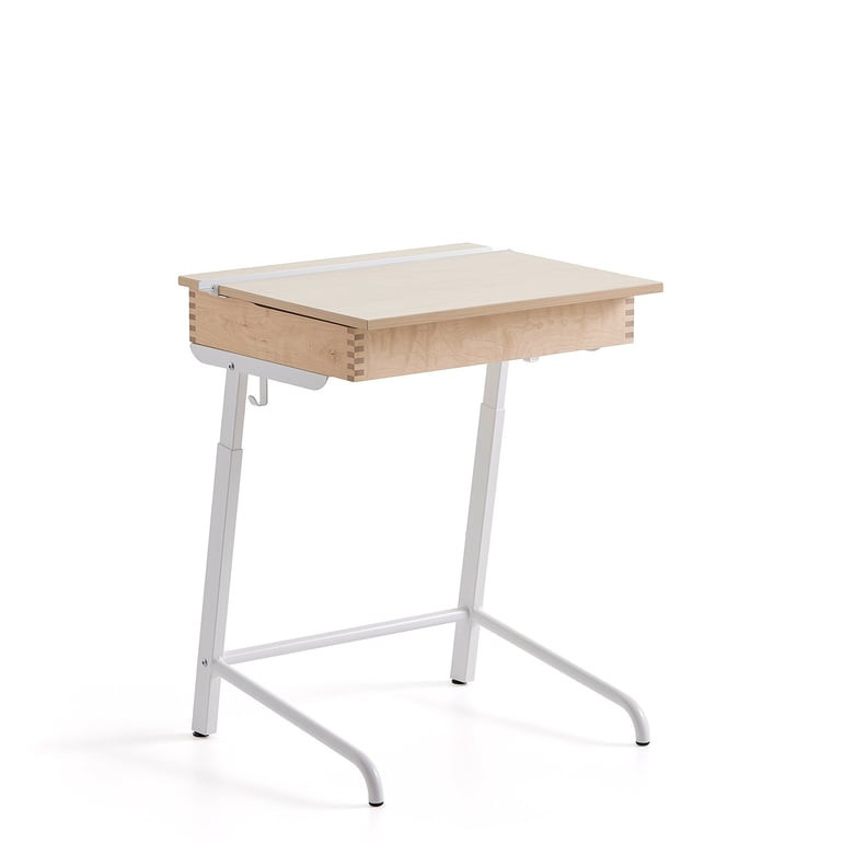 Školní lavice AXIOM, HPL, bílá/bříza