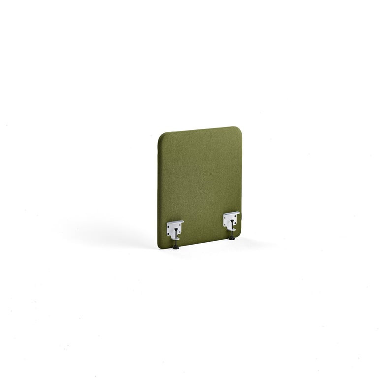 Stolový paraván ZONE, bílé svorky, 600X650x36 mm, potah Hush, lesní zelená