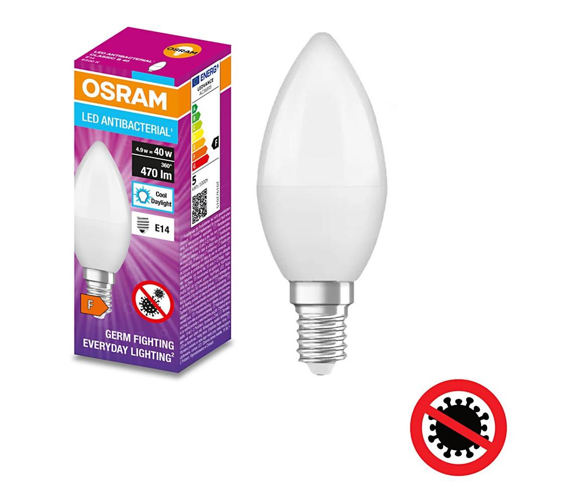 Osram LED Antibakteriální žárovka B40 E14/4,9W/230V 6500K - Osram