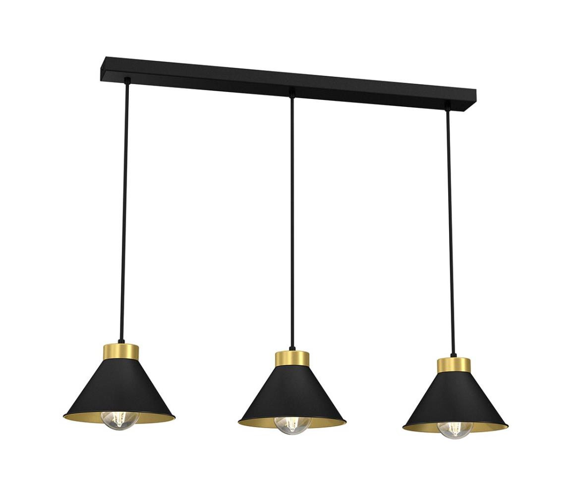Lustr na lanku DEMET 3xE27/60W/230V černá/zlatá