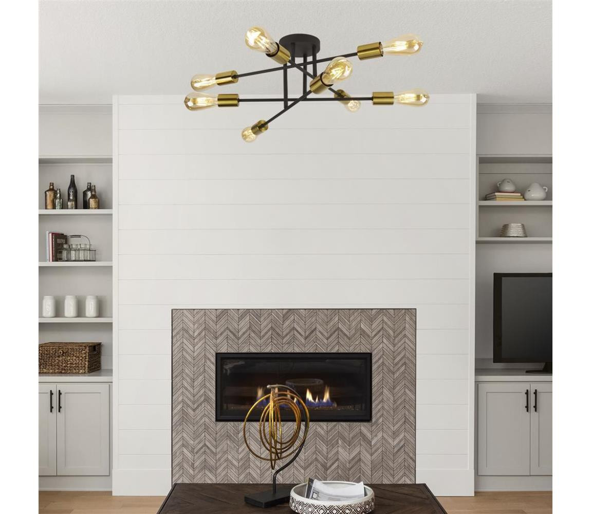 Searchlight Searchlight 8048-8BK - Přisazený lustr ARMSTRONG 8xE27/60W/230V mosaz