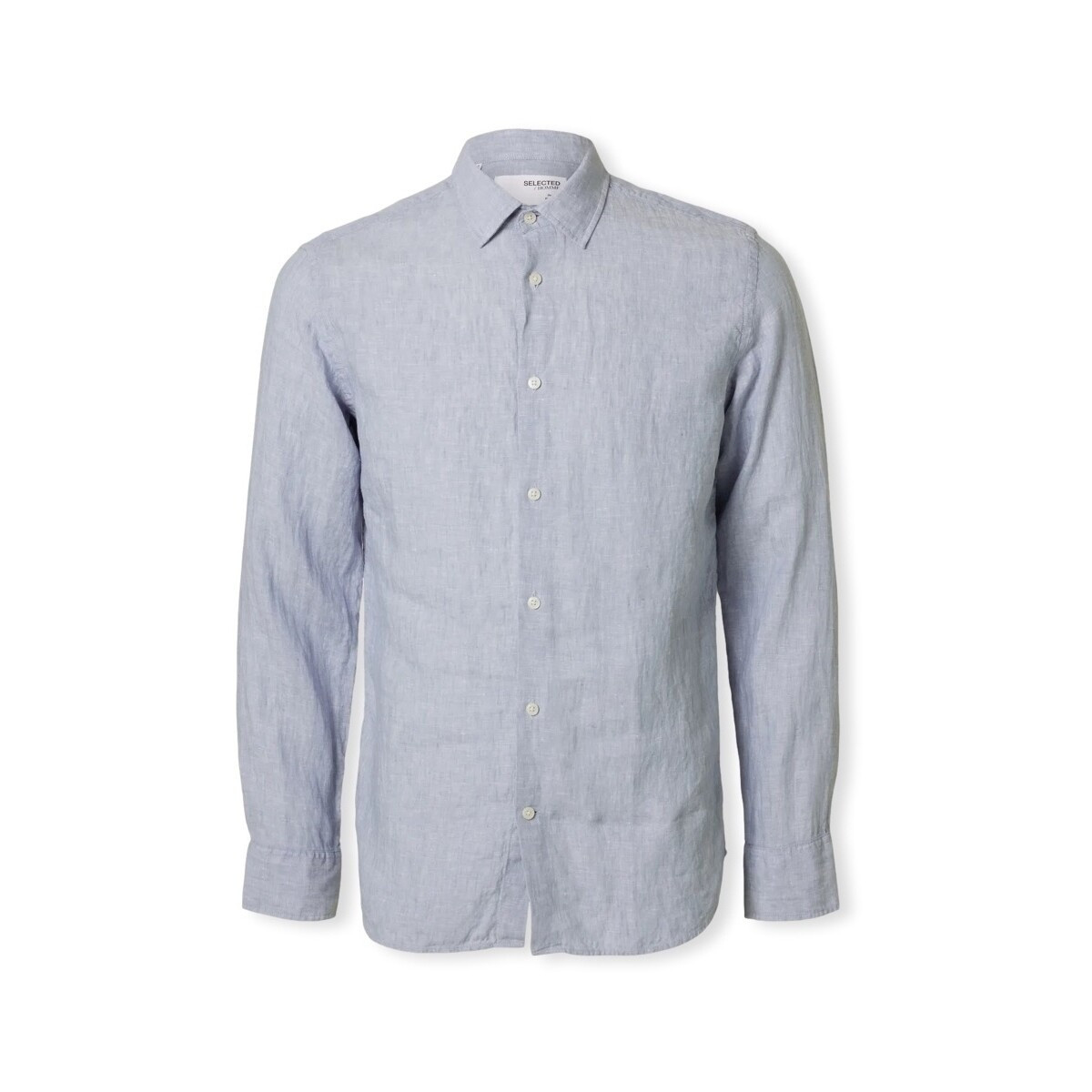 Selected  Regkylian-Linen Shirt - Blue Fog/White  Modrá