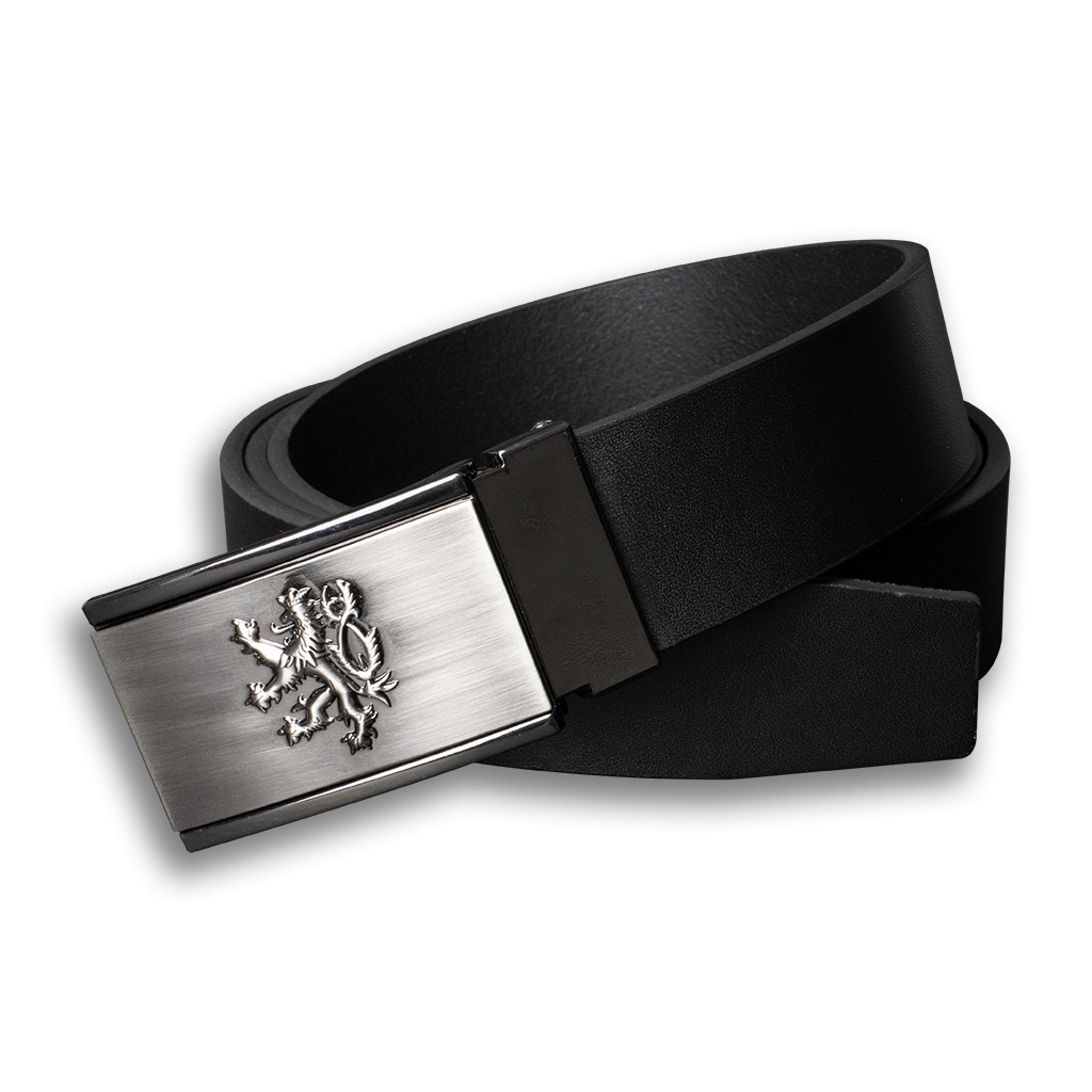 Opasek kožený Český lev Patina 3,5 cm - černý, 100