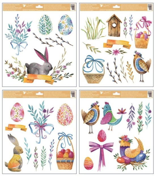 Anděl Velikonoční okenní fólie - malované Velikonoce - 30 x 33,5 cm - 6910