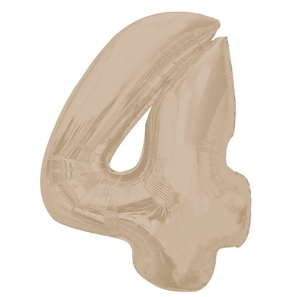 Balónek fóliový číslo 4 matný latte 92cm