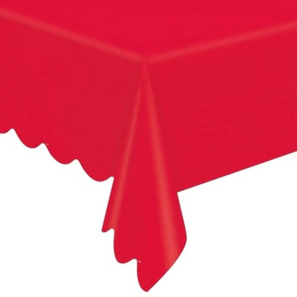 Ubrus červený papírový obdélníkový s krajkovým okrajem