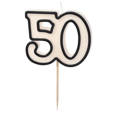 Svíčka narozeninová 50 černo-bílá  5,5 cm