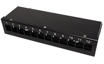 Patchpanel pro keystone moduly STP, 12 portů, neosazený, černý