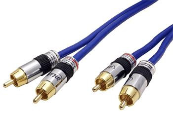 InLine Premium audio kabel 2x cinch(M)- 2x cinch(M), zlacené konektory, 30m, modrý