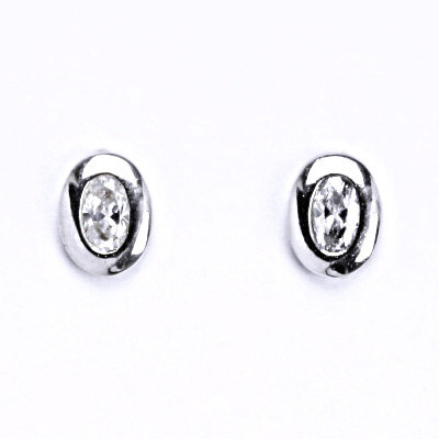 Stříbrné náušnice na šroubek s čirým zirkonem NŠ 1124