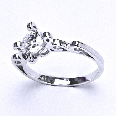 Stříbrný prsten, prsten ze stříbra, syntetický zirkon, váha 3,04 g, vel.57