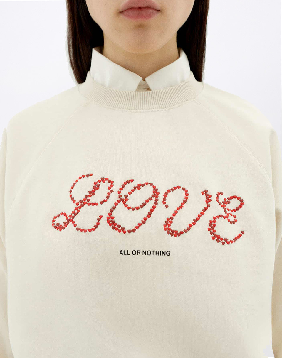 Thinking MU Love Heart Bonnie Sweatshirt WHITE XS