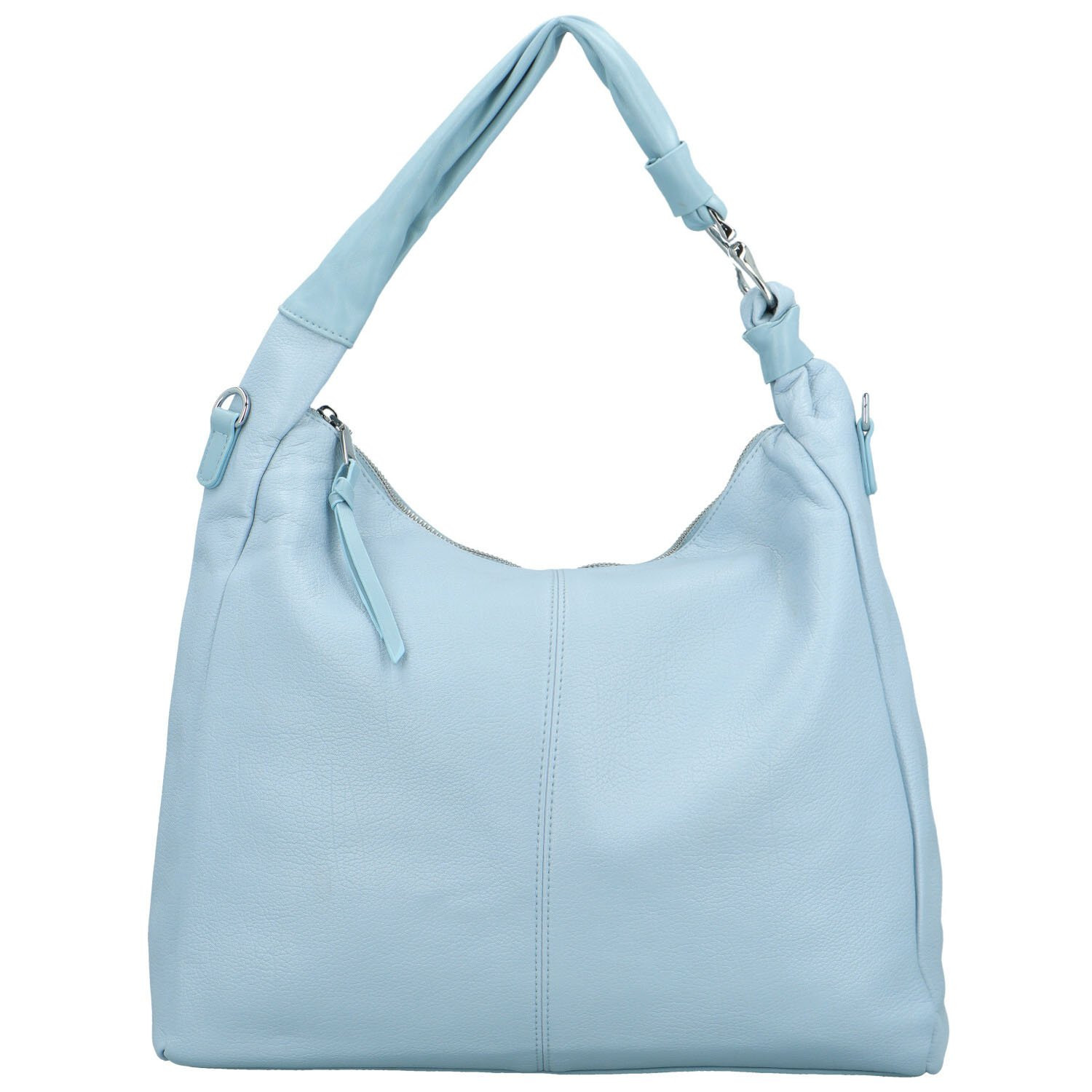 Trendy dámská koženková kabelka na rameno Leanda, světle modrá