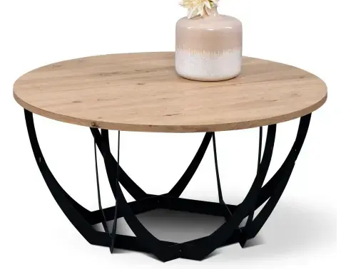 Kulatý konferenční stolek Mella, 80 cm, dub artisan