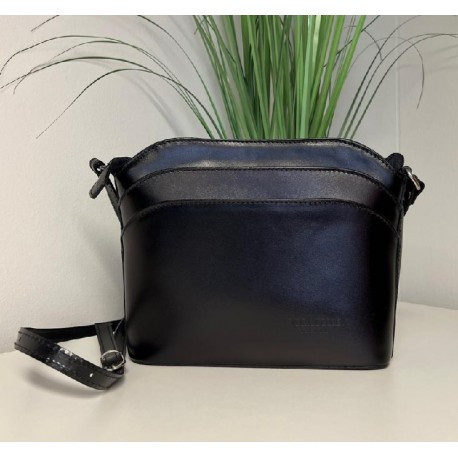 Černá kožená kabelka / crossbody, Barva Černá VERA PELLE 0100009