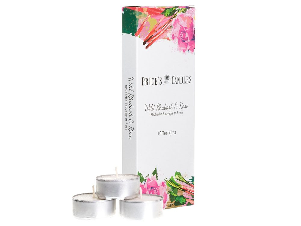 Price’s Price's vonné čajové svíčky Wild Rhubard & Rose 10ks