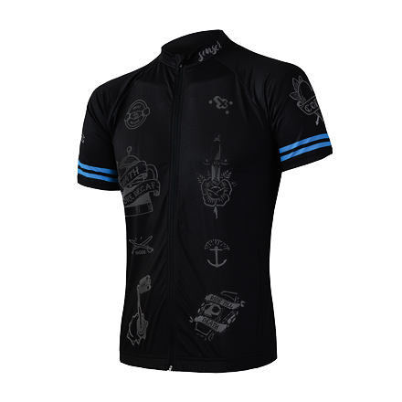 SENSOR CYKLO TATTOO pánský dres kr.rukáv celozip černá Velikost: M 8592837059549