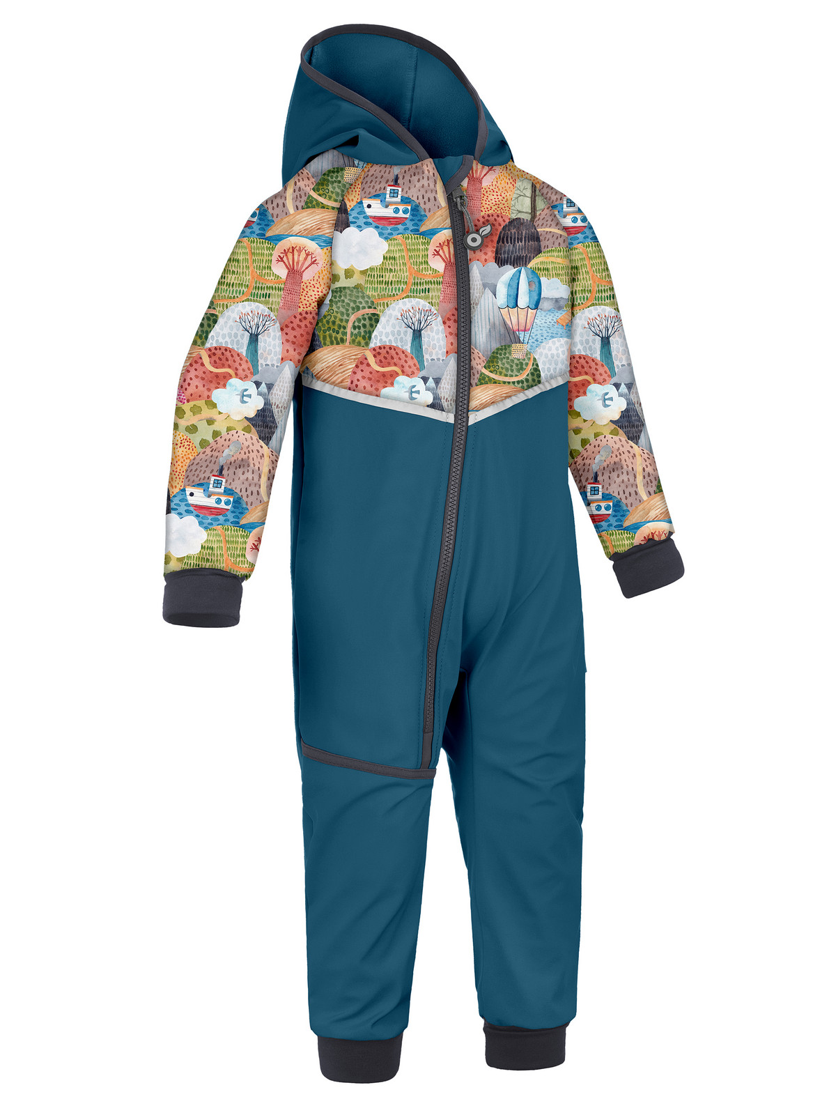 Unuo Unuo, Batolecí softshellová kombinéza s fleecem Mini, Kobaltová, Veselé kopečky Velikost: 74/80 8596227115235