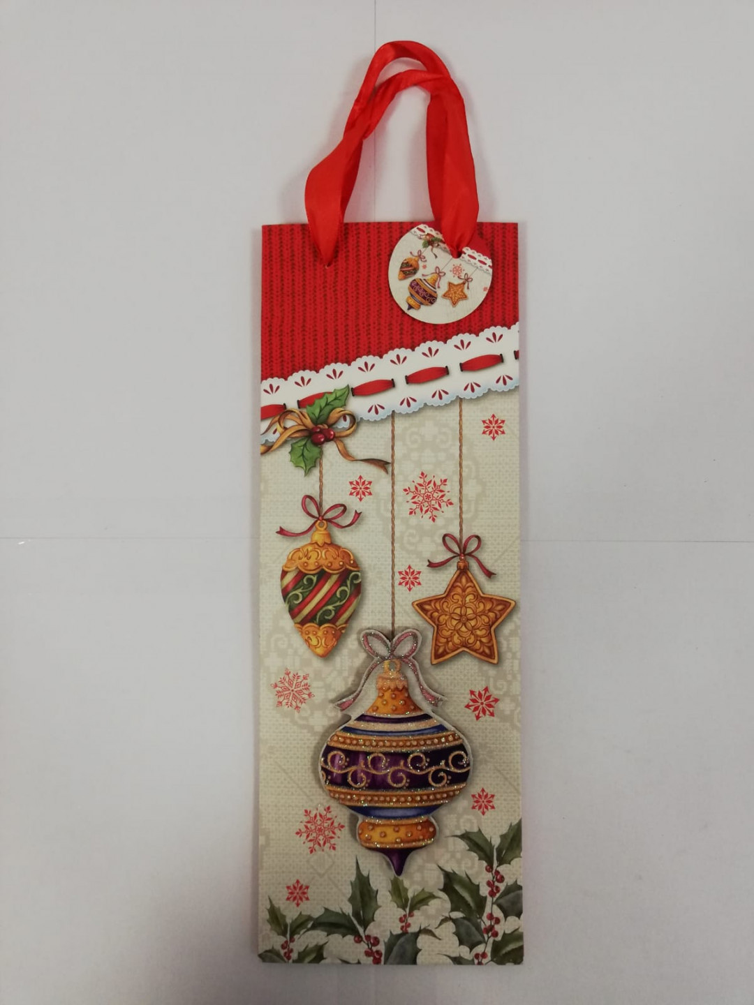 Goleto Set dárkových vánočních tašek na víno | 5 kusů