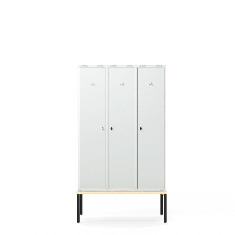 Šatní skříňka FORCE, 3 sekce, lavice, 2120x1200x550 mm, šedá