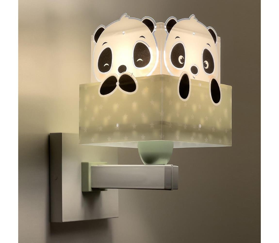 Dalber Dalber 63169H - Dětské nástěnné svítidlo PANDA 1xE27/60W/230V zelená