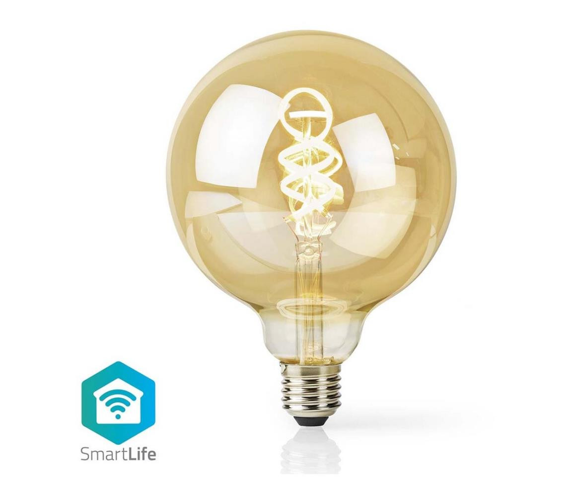 Wi-Fi Smart Bulb E27 4,9W LED žárovka, s vláknem, pro chytrý dům, E27, G125, 4,9W, 230V, 360lm, teplá až studená bílá, stmívatelná, zlatá WIFILRT10G125