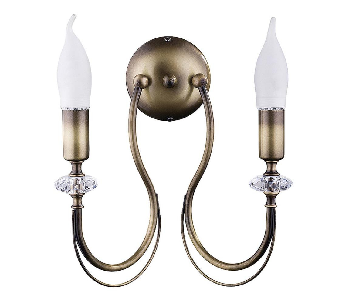 Jupiter Jupiter 1614 - Nástěnné svítidlo MELODY 2xE14/40W/230V mosaz patina