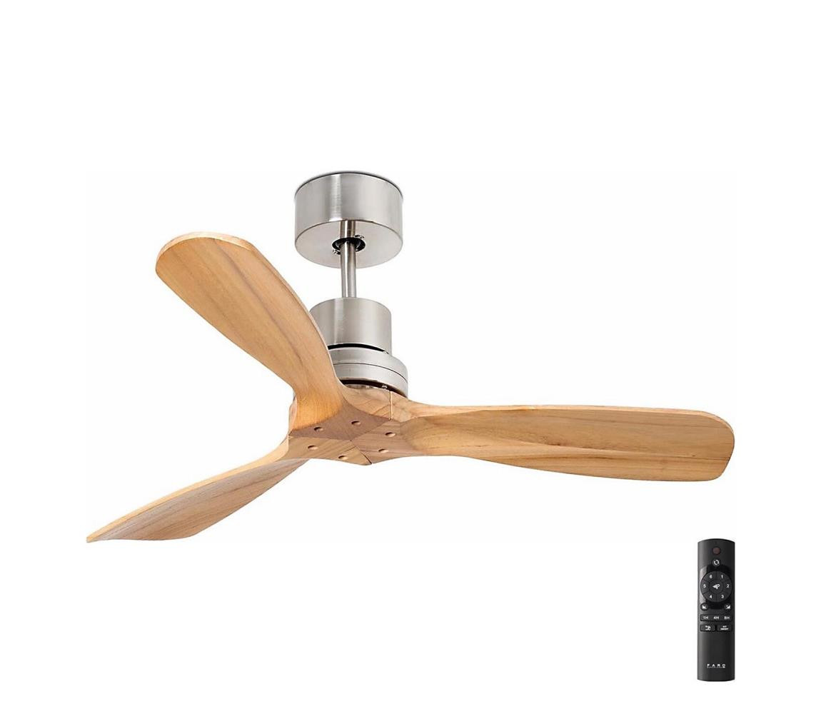 FARO Barcelona FARO 33509DC - Stropní látor MINI LANTAU chrom/dřevo pr. 107 cm + DO