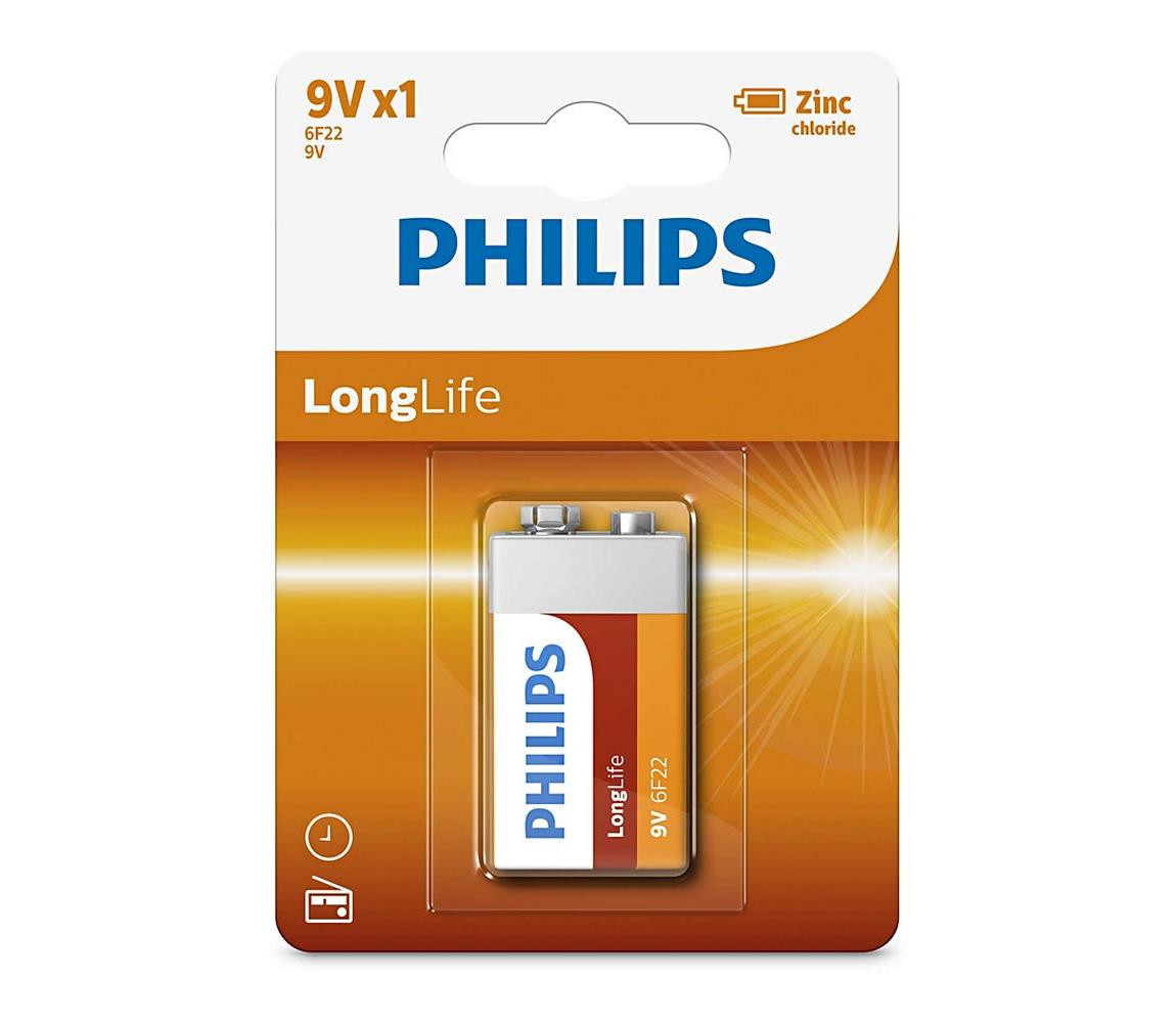 Philips Philips 6F22L1B/10 - Zinkochloridová baterie 6F22 LONGLIFE 9V 150mAh