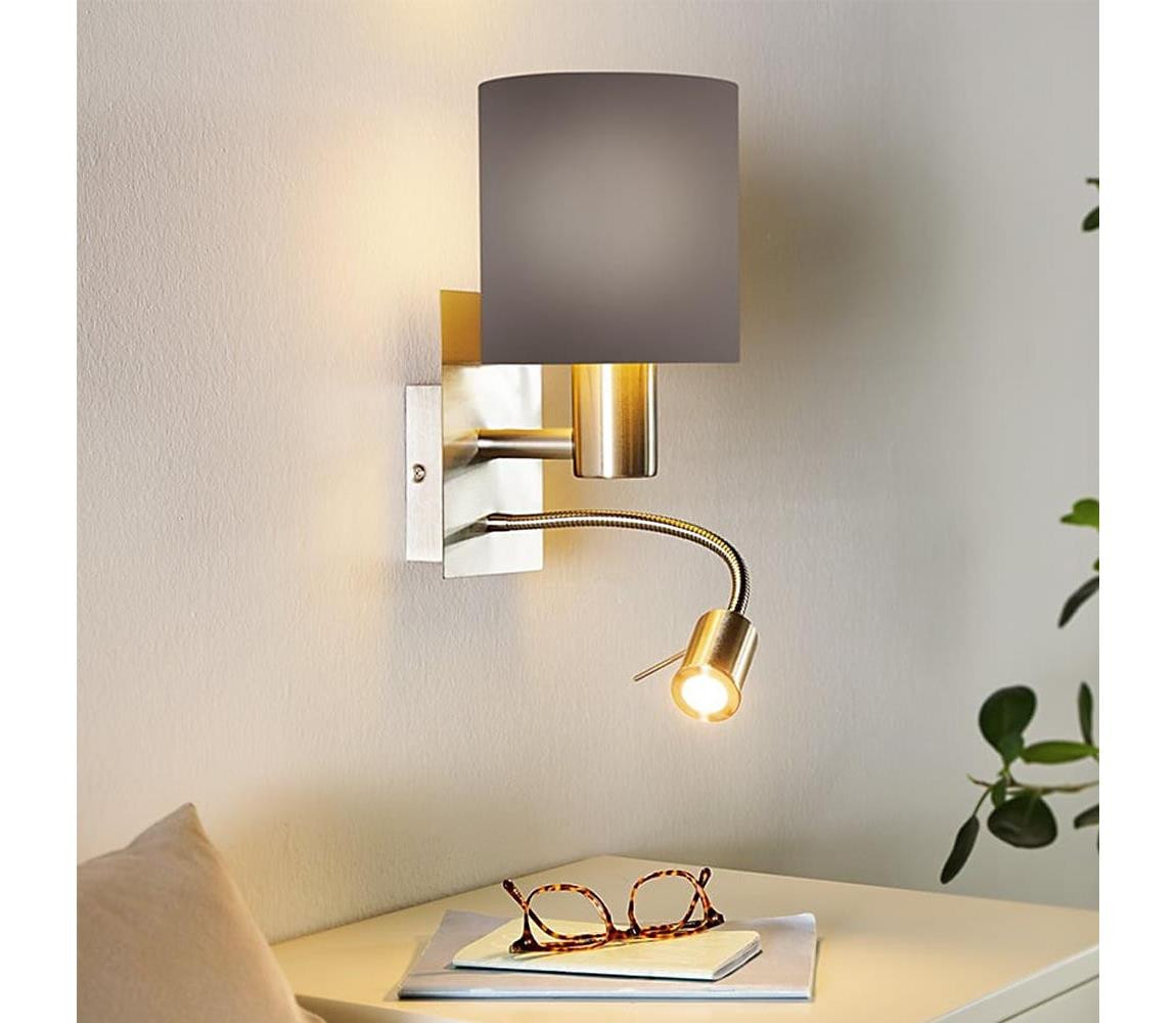 Eglo Eglo 96481 - LED Flexibilní svítidlo PASTERI 1xE27/40W+LED/3,8W šedá