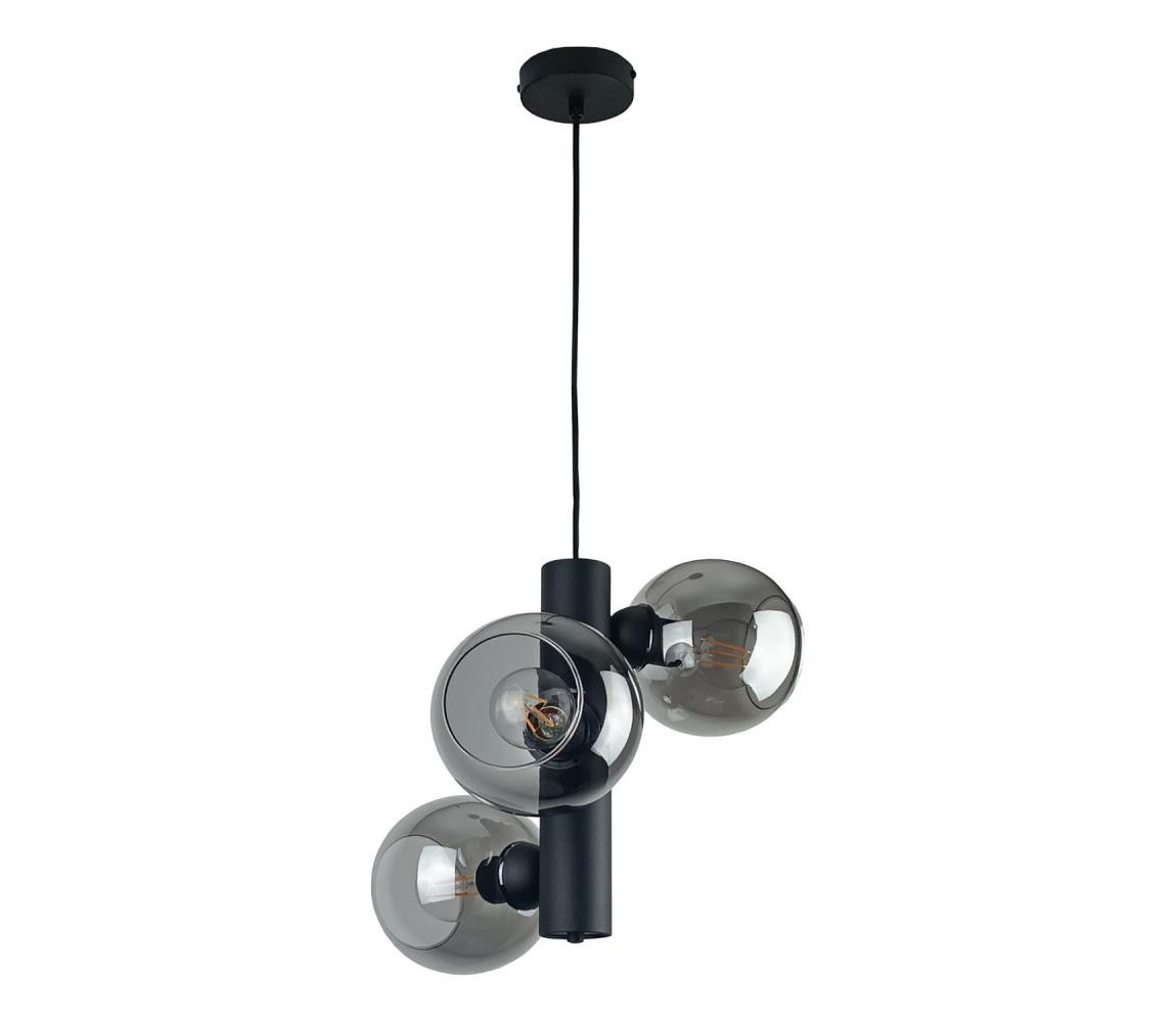 Keter Lighting Lustr na lanku TUBE 3xE27/60W/230V černá/kouřová černá