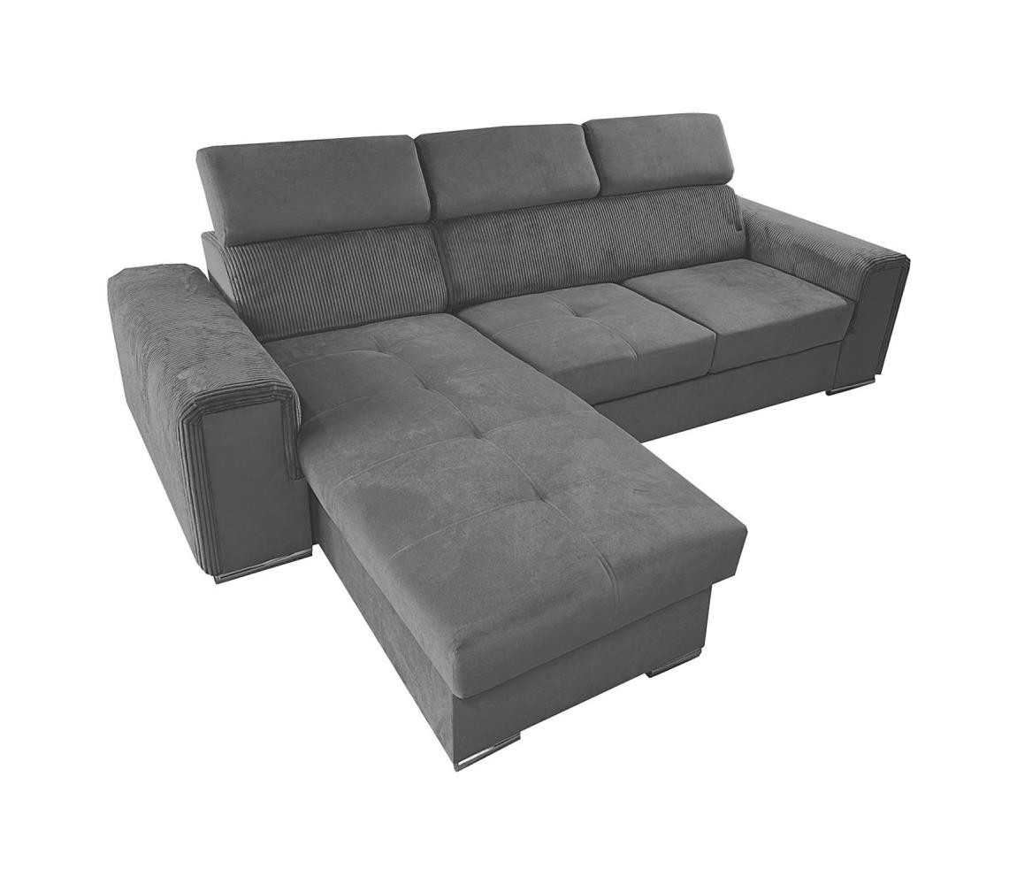MEBLEDOMI Univerz. rohová rozk. sedací souprava do L s úložným prostorem SALVADA tm. šedá