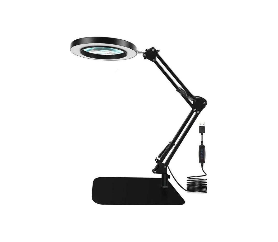 LED Stmívatelná stolní lampa s lupou LED/11W/5V černá