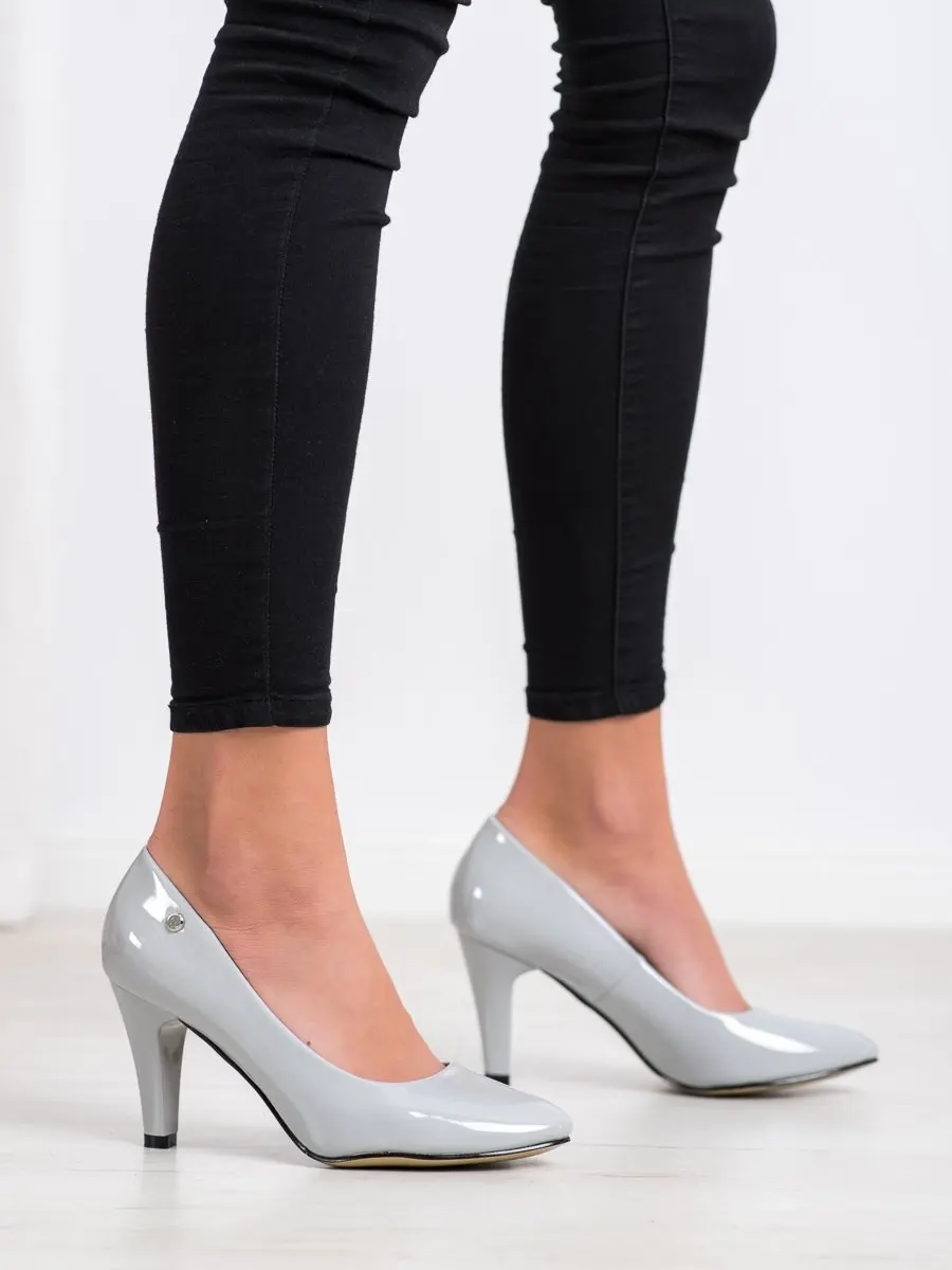 Komfortní lodičky dámské šedé na jehlovém podpatku