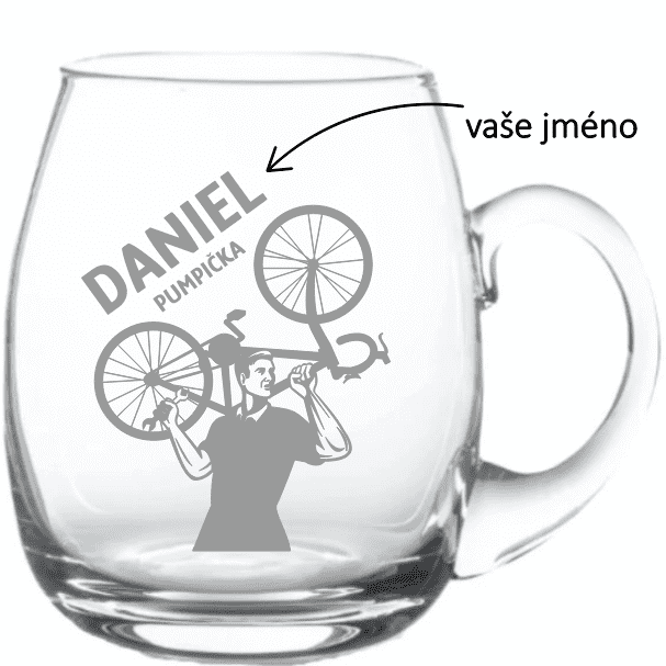 Dekorant Ručně foukaný kulatý půllitr pro cyklistu PUMPIČKA