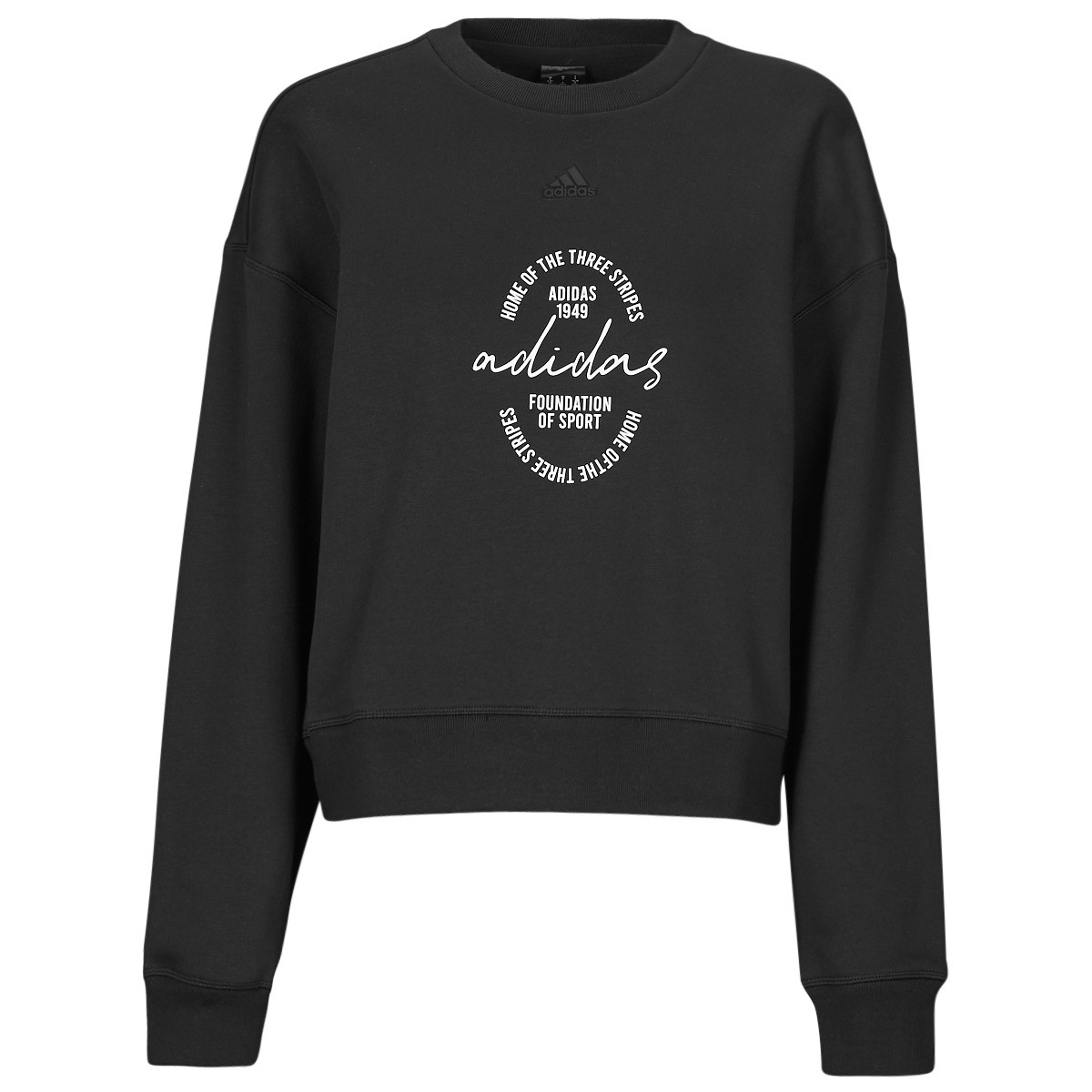 adidas  Signature Graphic Print Fleece Loose Sweatshirt  Černá