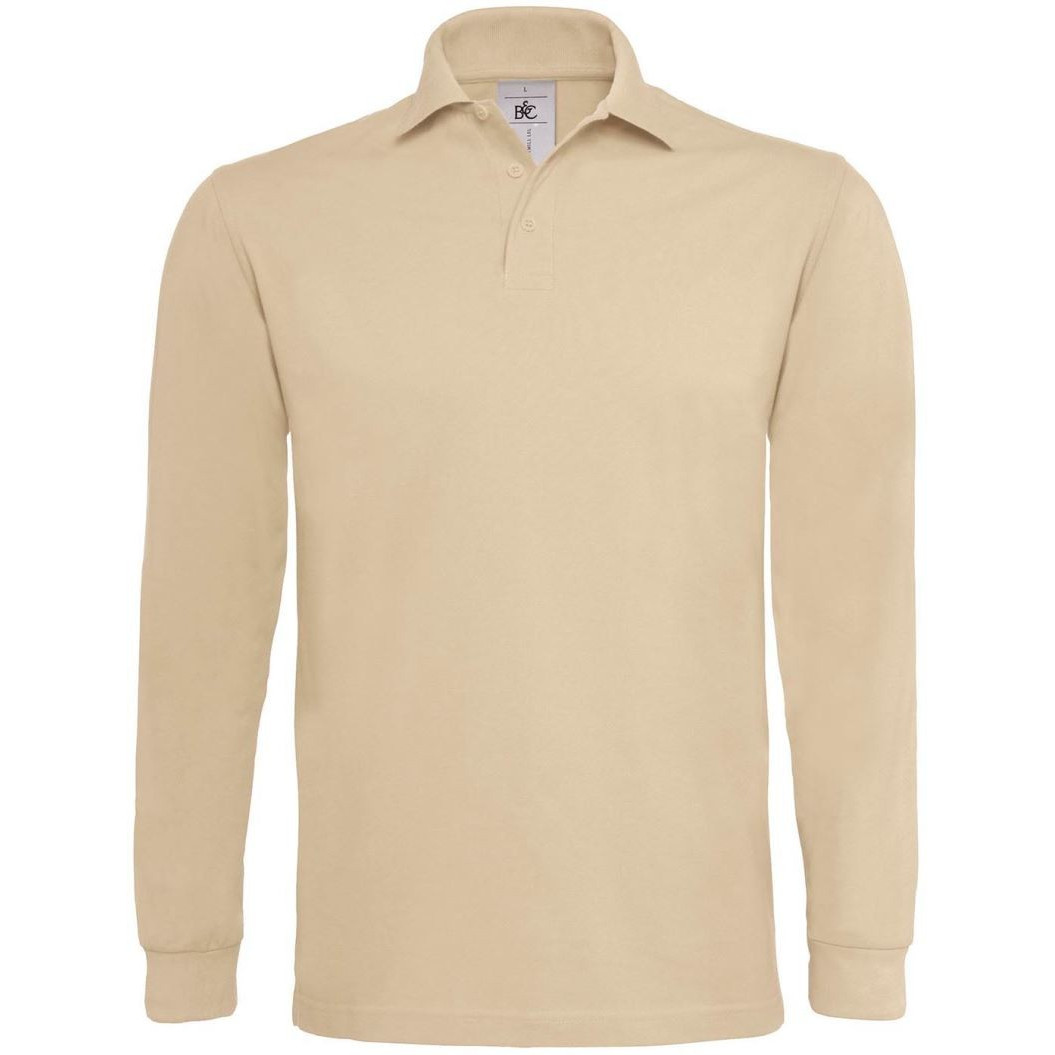 Pánská polokošile B&C Heavymill dlouhý rukáv - písková, XXL