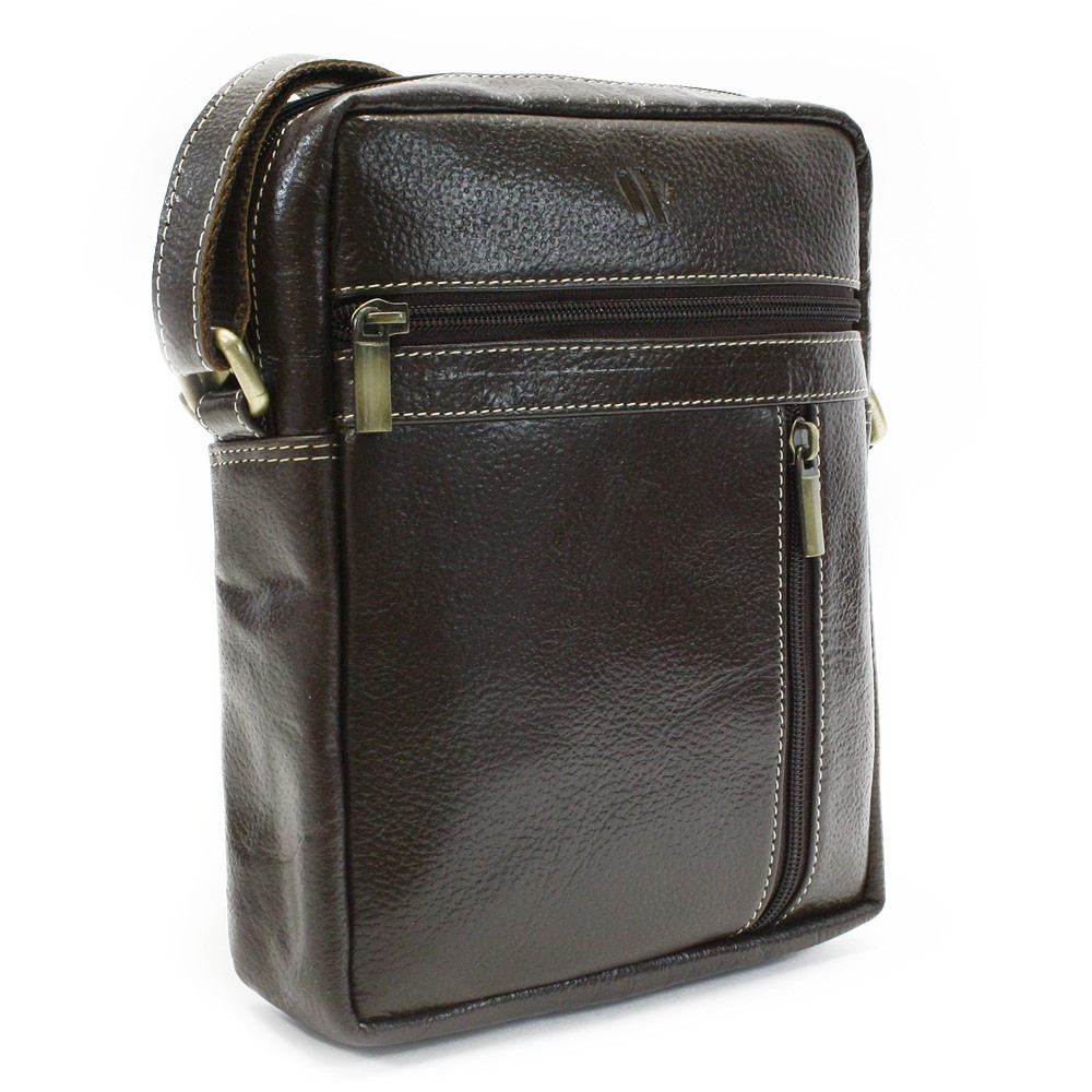 Kožený zipový crossbag Arwel - kávový