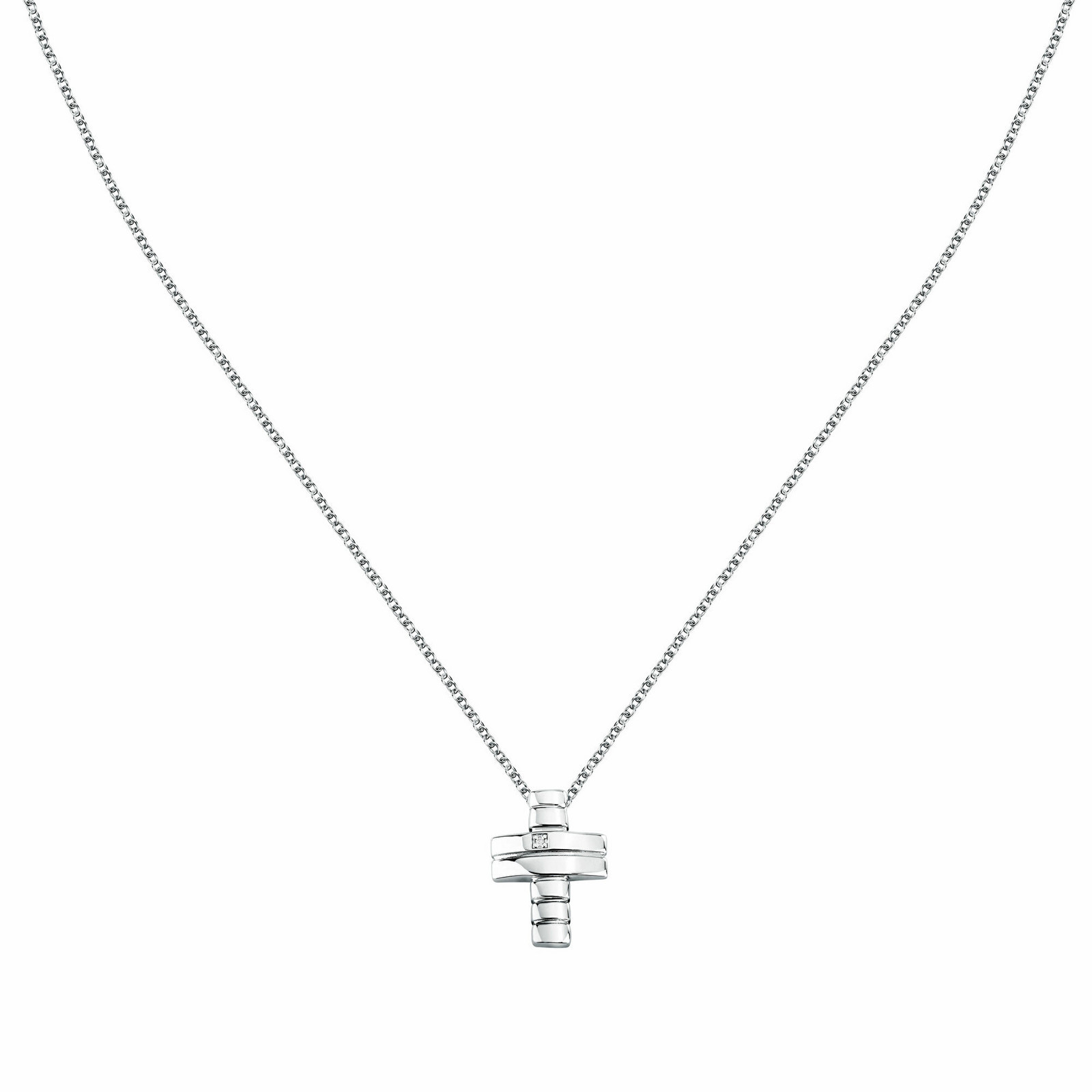 Morellato Náhrdelník z recyklovaného stříbra s diamantem Křížek Diamonds SAYE01