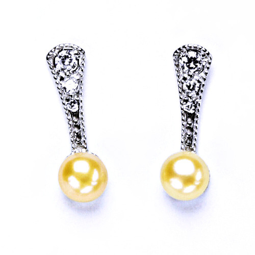 stříbrné náušnice, šroubek s přírodní perlou, šperky 1NŠ 1241