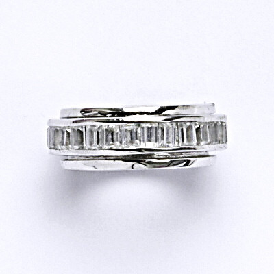 Stříbrný prsten s čírými zirkony,prsten ze stříbra,  6,61 g, vel. 46,5