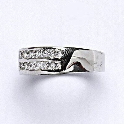 Stříbrný prsten s čírými zirkony,prsten ze stříbra, 5,86 g, vel.59,5