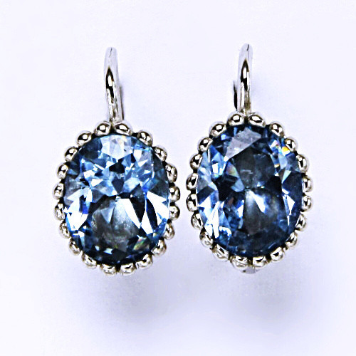 Stříbrné náušnice, zirkon, akvamarin, šperky se zirkony, náušnice ze stříbra, NK 1284