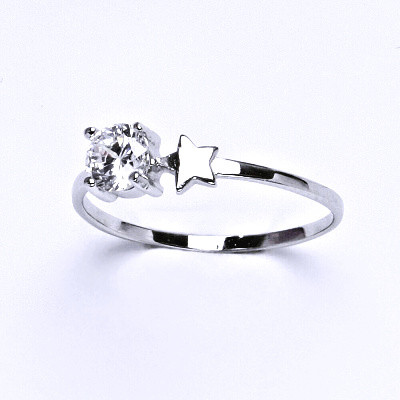 Stříbrný prsten, prsten ze stříbra, syntetický zirkon, váha 1,04 g, vel.56