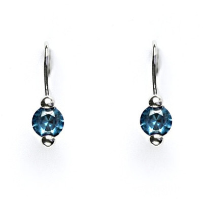 Stříbrné naušnice s tmavým synt. akvamarinem, VE 4
