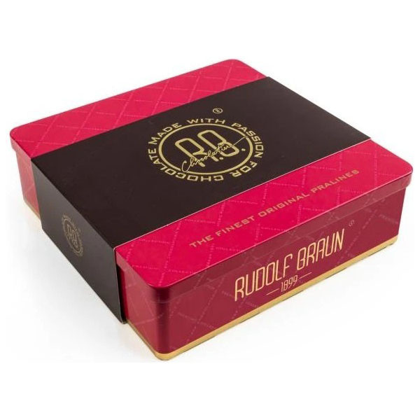 Rudolf Braun Belgické pralinky v plechové dóze - Růžová 400g