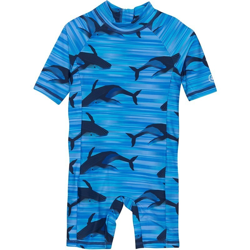 Color kids Kojenecký overal do vody Color kids Baby suit S/S AOP Color Kids Azure Blue