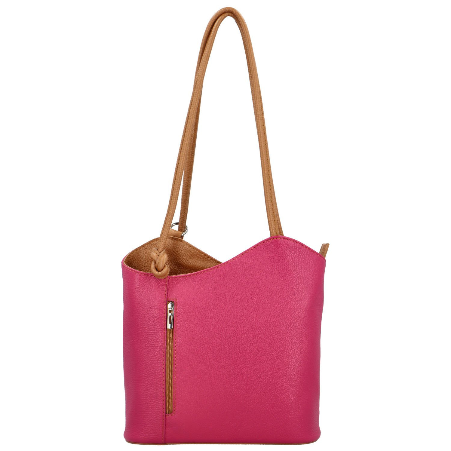 Luxusní dámský kožený kabelko-batůžek Livira, fuchsiový