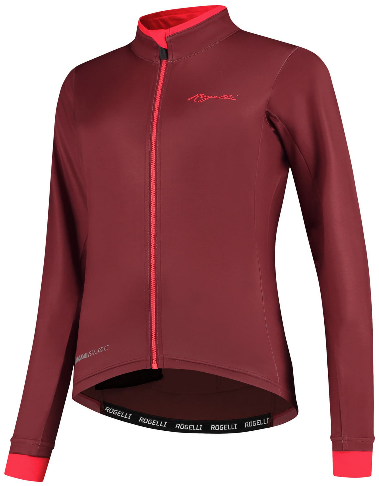 Hřejivý dámský cyklodres Rogelli ESSENTIAL DWR s dlouhým rukávem, vínovo-korálový L